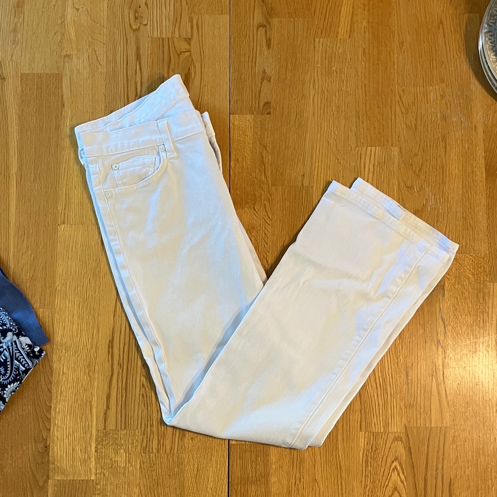 7 For All Mankind Women's White Straight Leg Jeans
